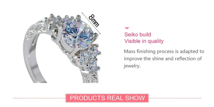ZDADAN 925 Sterling Silver 8MM Zircon Finger Ring For Women Fashion Wedding Jewelry Accessories Wholesale - Image 5