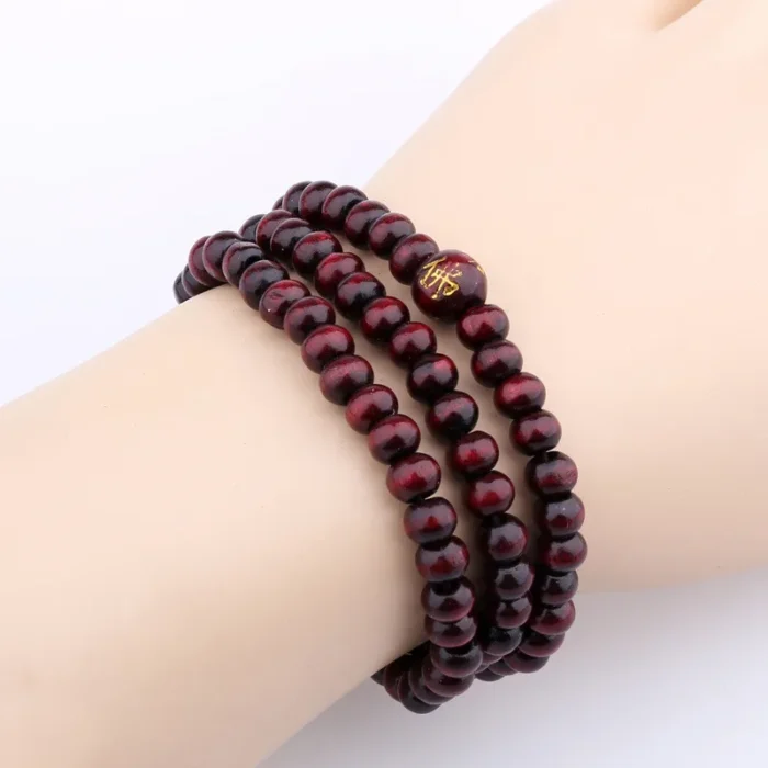 6mm*108 Natural Red Sandalwood Bead Prayer Japa Rosary Mala Bracelet Tibetan Buddhist meditation Wooden Rosary Beaded Bracelets - Image 5