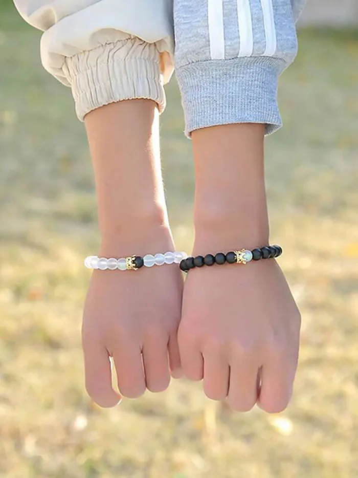 2pcs/Set Natural Stone Dumbbell Beaded Bracelet Black Beads Fitness Fit Life Prayer Bracelets Bangles Barbell Men Jewelry - Image 5
