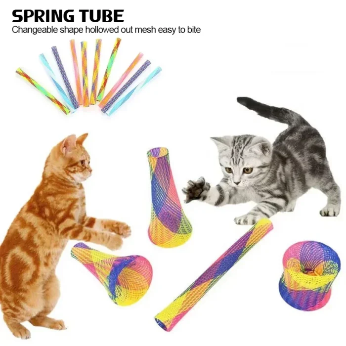 10pcs Cat Springs Toys Kitten Coil Spiral Pet Interactive Gauge Plastic Spring Toy Colorful Springs Cat Pet Tower Toy 고양이 - Image 2