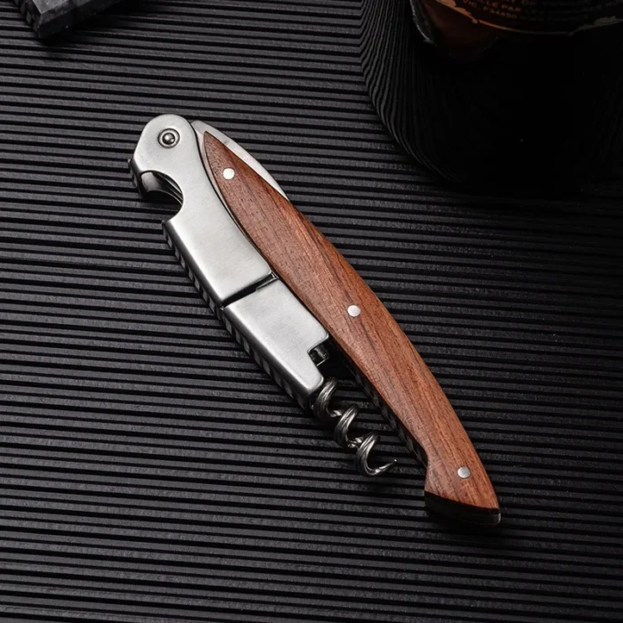 Portable Wine Opener Stainless Steel Multifunction Bottle Opener With Leather Case Air Pressure Removal Barware Opener Gadgets - Image 4