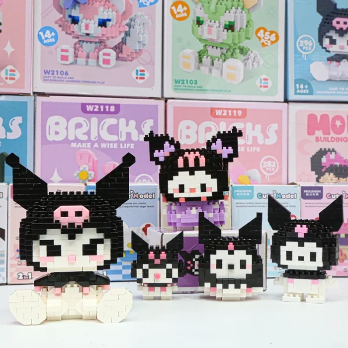 Disney Kawaii Hello Kitty Kuromi My Melody LinaBell Action Figure Building Blocks for Children Toys Anime Figure 3D Toys Gifts - Image 2