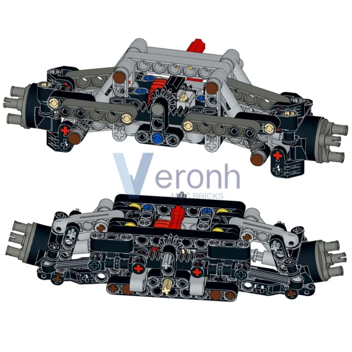 Compact Front Axle with Differential Steering Suspension Building Blocks Suitable for All-Wheel Drive MOC Technical Car Bricks - Image 4