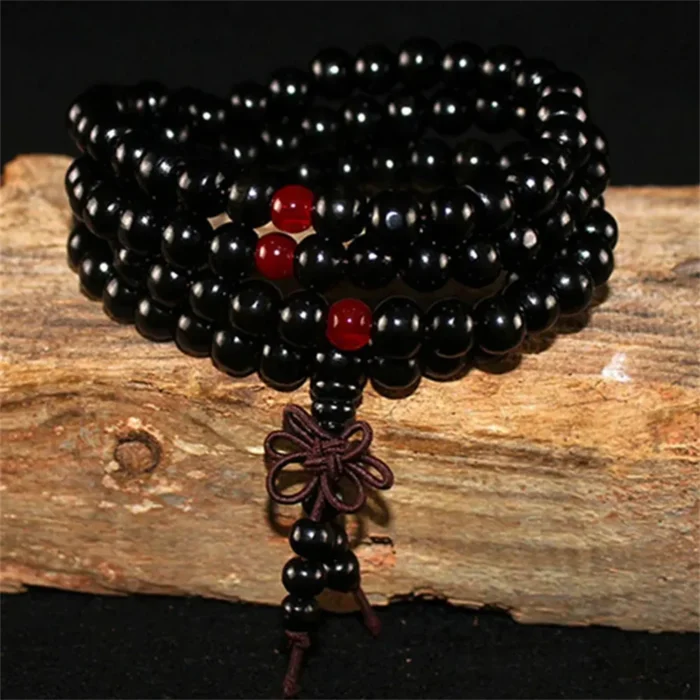 Natural Sandalwood Bracelet Men Buddhist Buddha Meditation Bead Bracelet For Women Prayer 108 Beads Rosary Hanging Decoration - Image 5