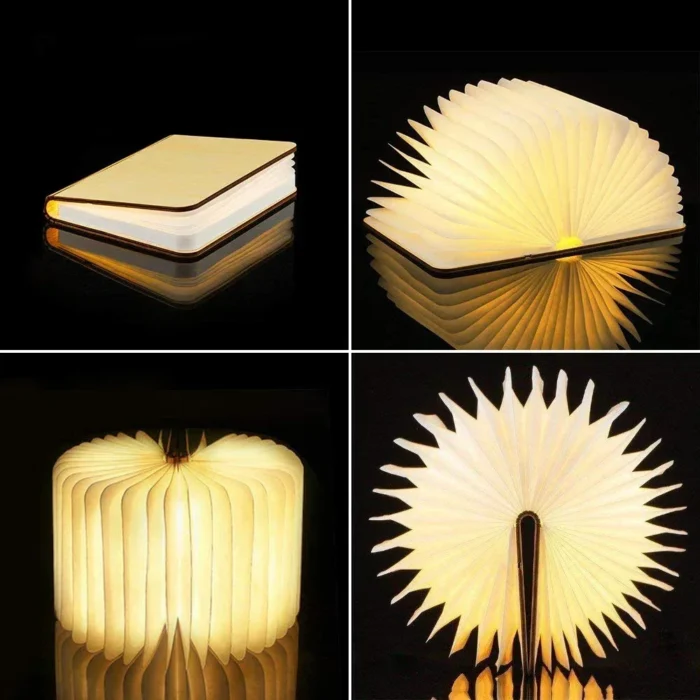 3D Folding Creative LED Night Light RGB Color USB Recharge Wooden Book Light Decor Bedroom Desk Table Lamp for Kid Brithday Gift - Image 4