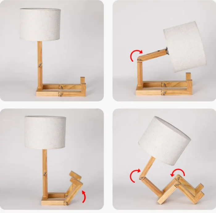 Wooden Robot Shape Creative Table Lamp Indoor Study Fashion Reading Desk Lamp Nordic Modern Desktop Decorative Night Light - Image 5