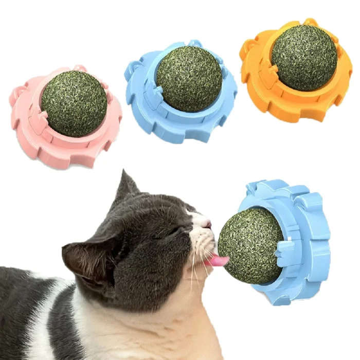 Natural Catnip Cat Wall Stick-on Ball Toy Scratchers Treats Healthy Natural Removes Balls to Promote Digestion Cat Grass Snack - Image 2