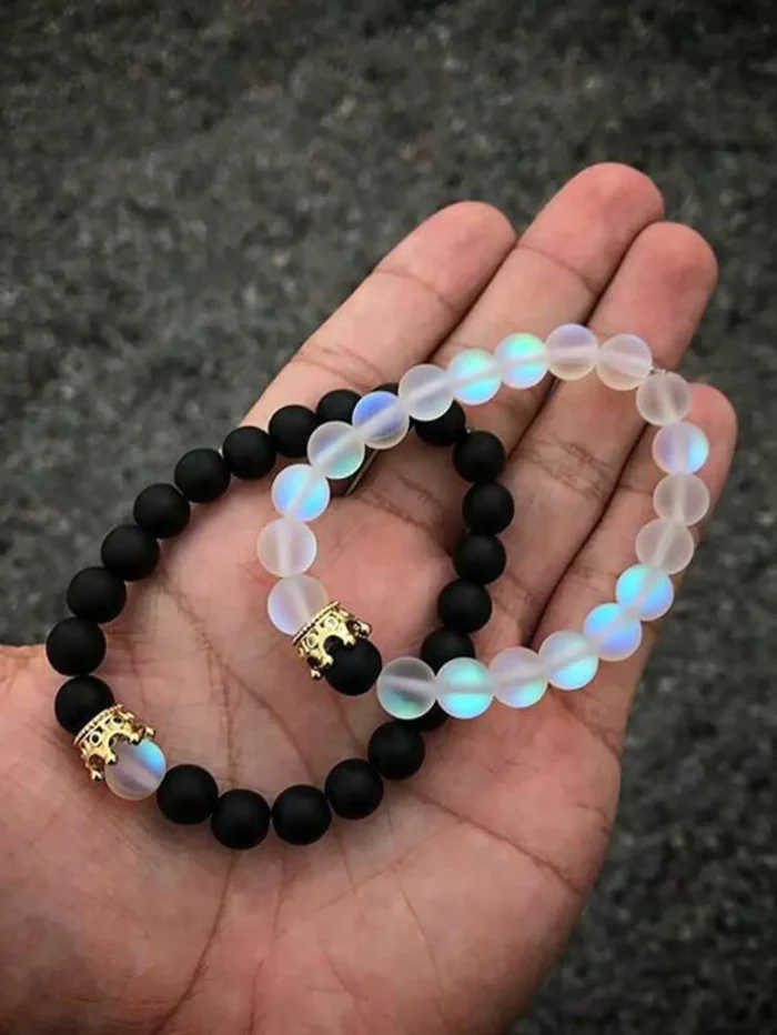 2pcs/Set Natural Stone Dumbbell Beaded Bracelet Black Beads Fitness Fit Life Prayer Bracelets Bangles Barbell Men Jewelry - Image 6