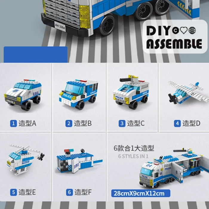6in1 NEW Police Sports Car Fire Engineering Engine Mini Loader Truck Classic Model Building Blocks Sets Bricks Toy City - Image 2