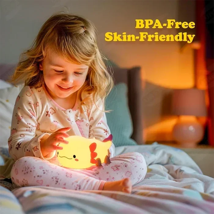 Cute Axolotl Night Light Silicone Nursery Sleeping Lamp Touch Control Nightlights USB Rechargeable Table Lamp for Baby Child - Image 3