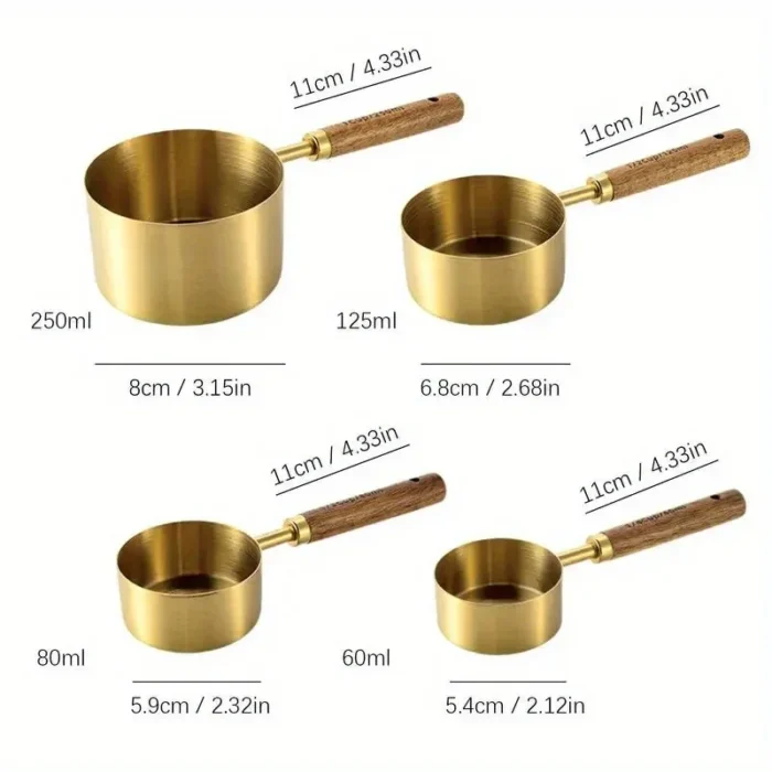 4/8Pcs Wooden Handle Stainless Steel Measuring Cups Spoons Baking Tools Coffee Measuring Spoon Set Bartending Scale Accessories - Image 3