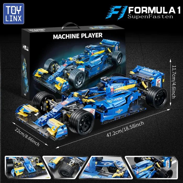 ToylinX F1 RC Race Cars 1161PCS Building Sets MOC Remote Control Building Blocks Collectible Model Car Suitable for Festive Gift