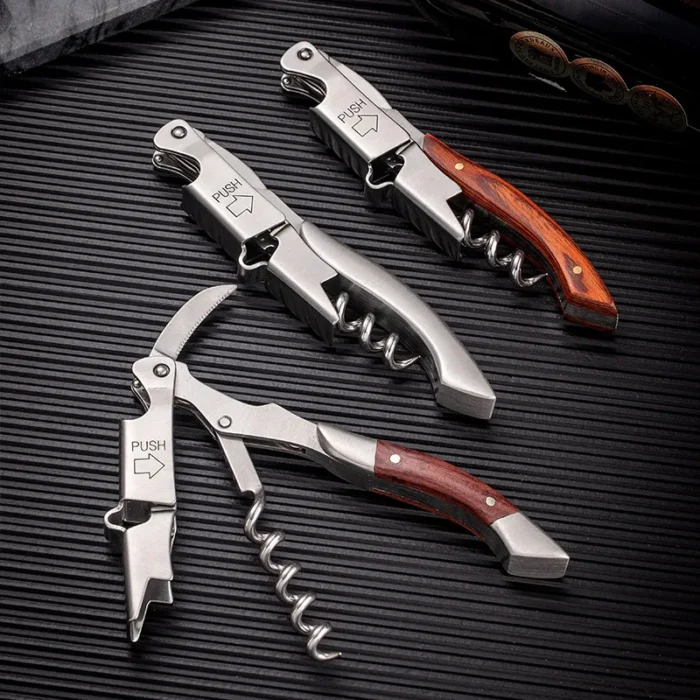 Portable Wine Opener Stainless Steel Multifunction Bottle Opener With Leather Case Air Pressure Removal Barware Opener Gadgets - Image 6