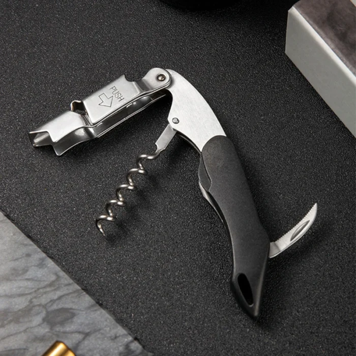 Portable Wine Opener Stainless Steel Multifunction Bottle Opener With Leather Case Air Pressure Removal Barware Opener Gadgets - Image 5