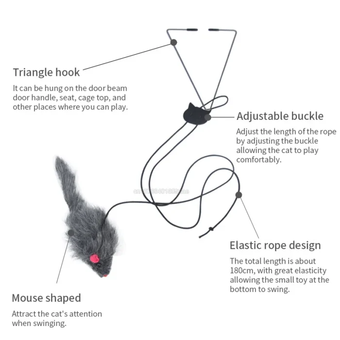 Interactive Cat Toy Hanging Clip Door Plush Mouse Self-hi Hanging Door Elastic Funny Cat Toy Juguetes Para Gatos Rascador Gato - Image 2