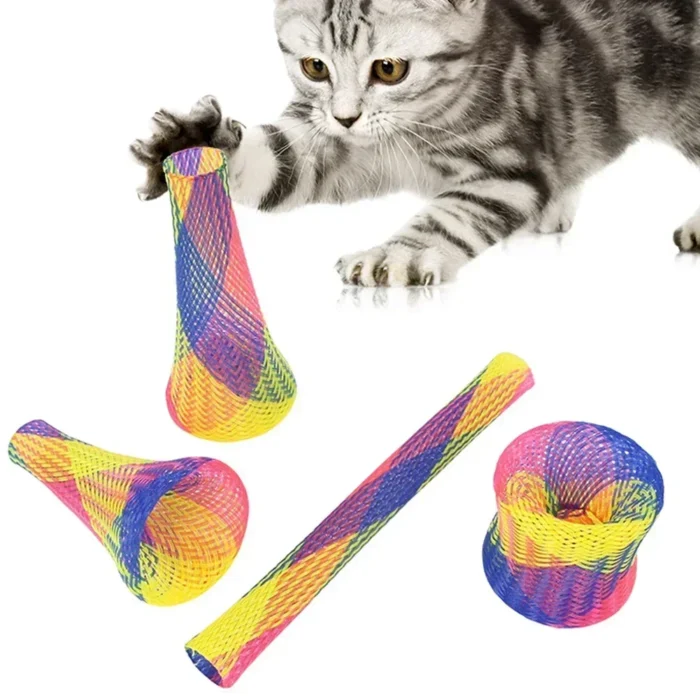 10pcs Cat Springs Toys Kitten Coil Spiral Pet Interactive Gauge Plastic Spring Toy Colorful Springs Cat Pet Tower Toy 고양이 - Image 3