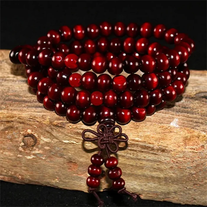 Natural Sandalwood Bracelet Men Buddhist Buddha Meditation Bead Bracelet For Women Prayer 108 Beads Rosary Hanging Decoration - Image 3