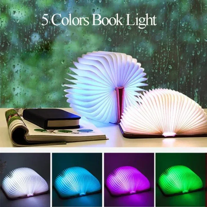 3D Folding Creative LED Night Light RGB Color USB Recharge Wooden Book Light Decor Bedroom Desk Table Lamp for Kid Brithday Gift - Image 2