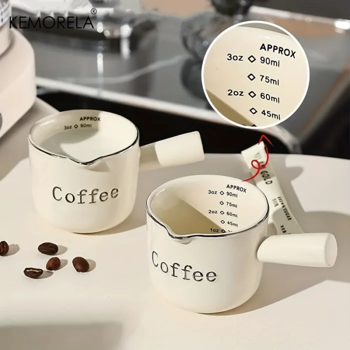 Kemorela 3oz/90ml Ceramic Measuring Cups Espresso Extraction Cup Transfer Cup Milk Cup With Scale kitchen tools - Image 4