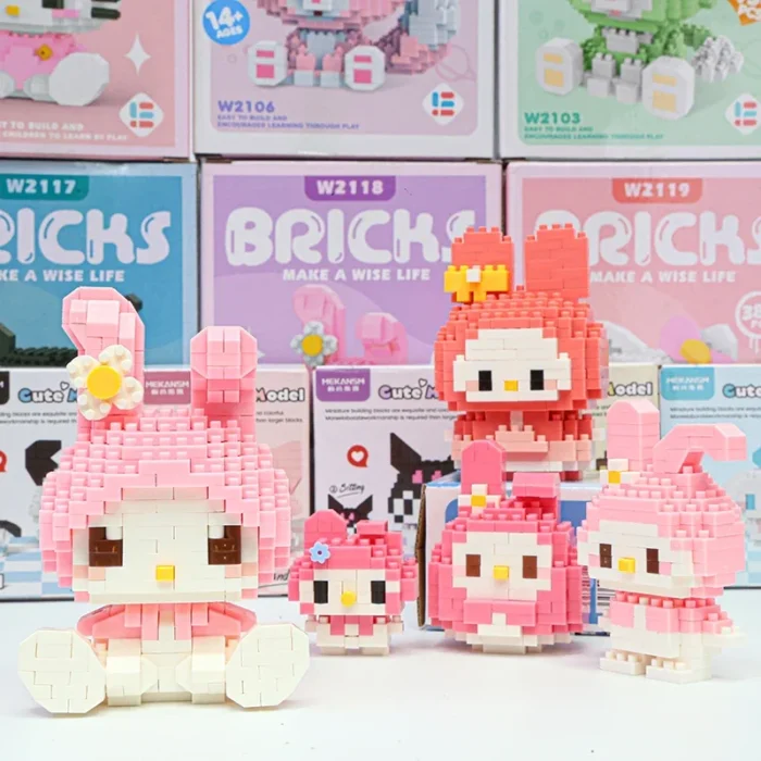 Disney Kawaii Hello Kitty Kuromi My Melody LinaBell Action Figure Building Blocks for Children Toys Anime Figure 3D Toys Gifts - Image 3
