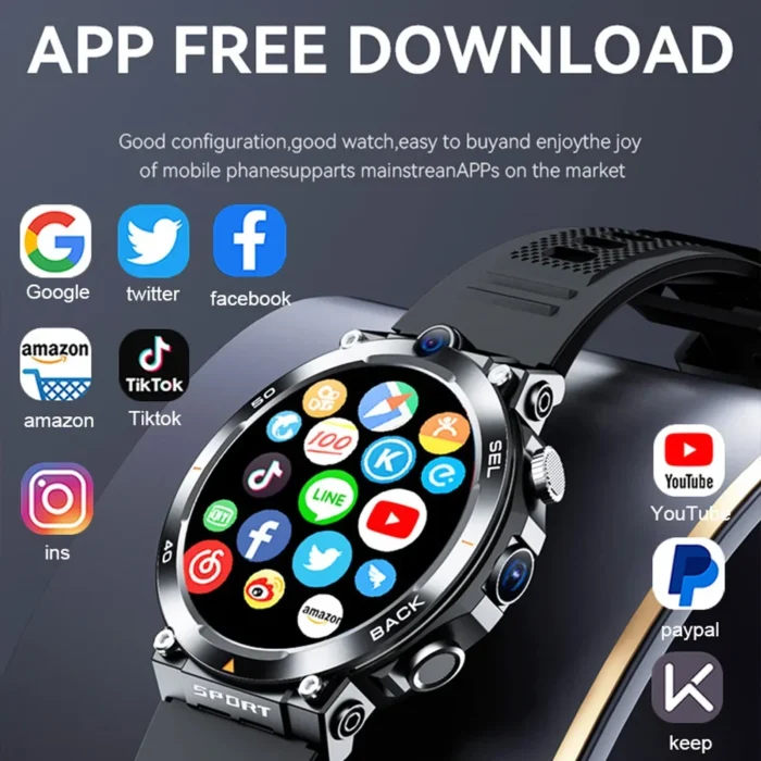 4G LTE Smartwatch 2024 Android os GPS Video Voice Wi-Fi Call Messaging HD Dual Cameras 4G Sim Card WIFI Men's Smart Watch 2024 - Image 3
