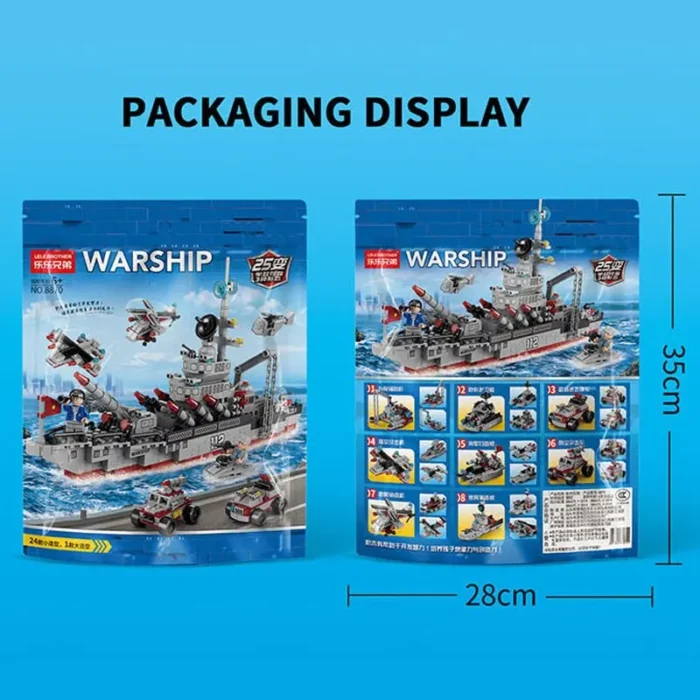 554PCS Army Ocean Cruiser Warship Building Blocks Aircraft Weapon Ship Bricks City Toys for Children Boy and Girl - Image 4