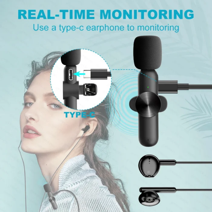 Wireless Lavalier Microphone Audio Video Recording Mini Microphone for iPhone Android Phone Live Broadcast Gaming Mic Portable - Image 6