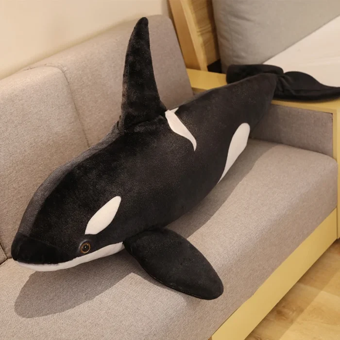 50cm-130cm Lifelike Orcinus Orca Black Whale Plush Toys Big Fish Cloth Doll Shark Stuffed Sea Animals Children Birthday Gift - Image 2