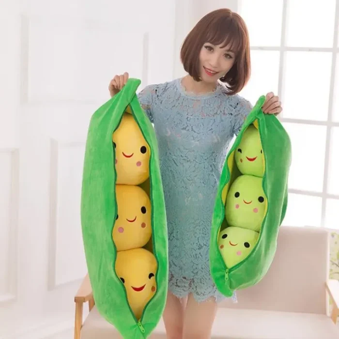 25CM Cute Children's Baby Plush Peas Filled Plant Doll Toy Children Kawaii Quality Pea-shaped Pillow Toy Boy Girl Gift - Image 3