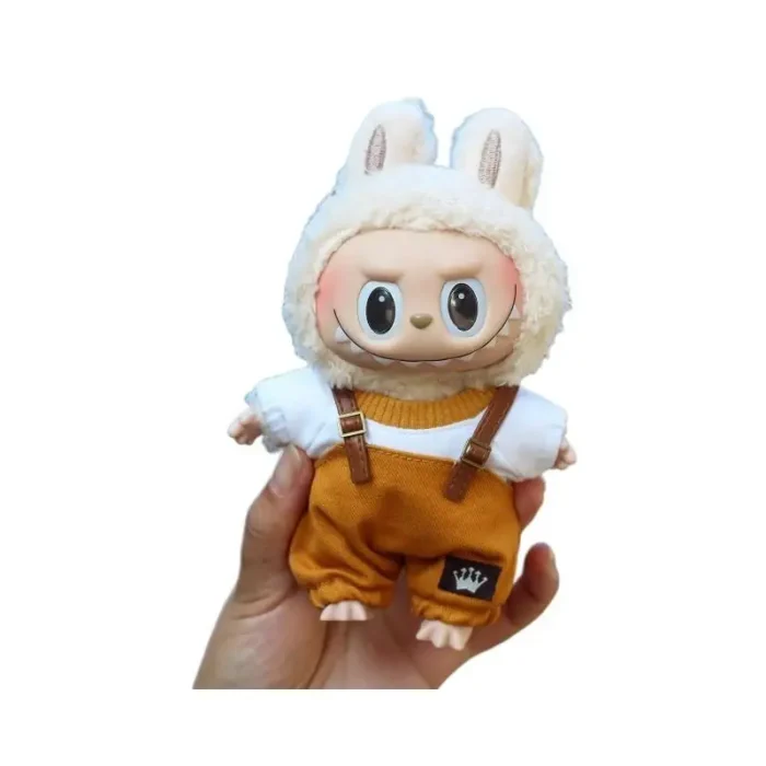 17cm Mini Plush Doll'S Clothes Outfit Accessories For Korea Kpop Exo Labubu Idol overalls pants set Macaron doll Clothing Gift - Image 5