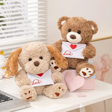 Kawaii Cartoon Little Envelope Bear and Dog Plush Toy Super Soft Bear Birthday Confession Gift Valentine's Day Birthday Gift