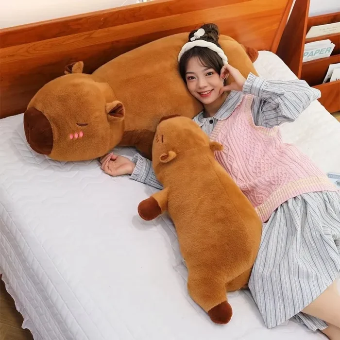 Kawaii Capybara Long Sleep Pillow Stuffed Capibara Plushie Cute Fluffy Doll Soft Sofa Cushion Nap Sleeping Toys for Home Bed - Image 4