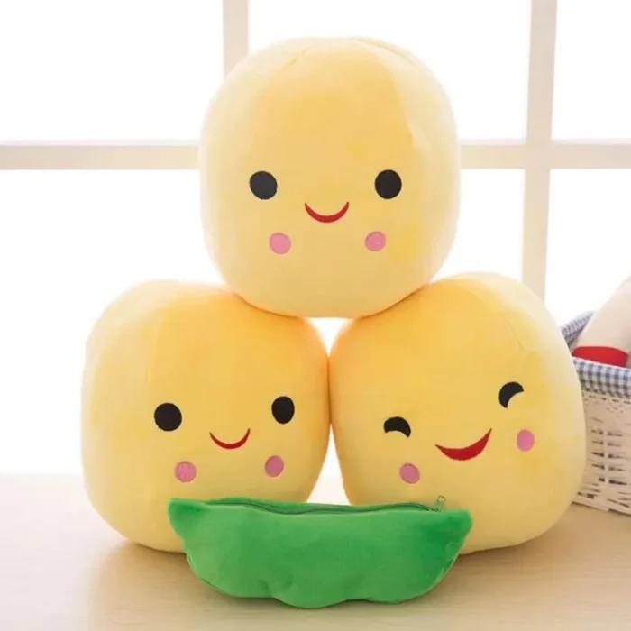 25CM Cute Children's Baby Plush Peas Filled Plant Doll Toy Children Kawaii Quality Pea-shaped Pillow Toy Boy Girl Gift - Image 2