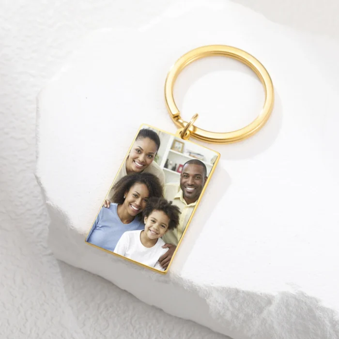 Print Demand Photo Keychain Personalized Custom Gift For Women Men Mother Father Dad Kid Child Family Stainless Steel Key Ring - Image 6