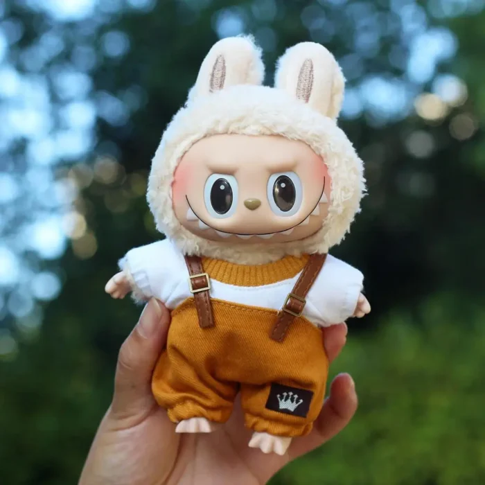 17cm Mini Plush Doll'S Clothes Outfit Accessories For Korea Kpop Exo Labubu Idol overalls pants set Macaron doll Clothing Gift - Image 2