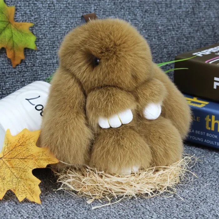 Cute Pluff Bunny Keychain Women Fur Pom Pom Angel Rabbit Key Ring Hare Plush Dolls Toy Girls Bag Car Key Pendant Kids Xmas Gift - Image 2
