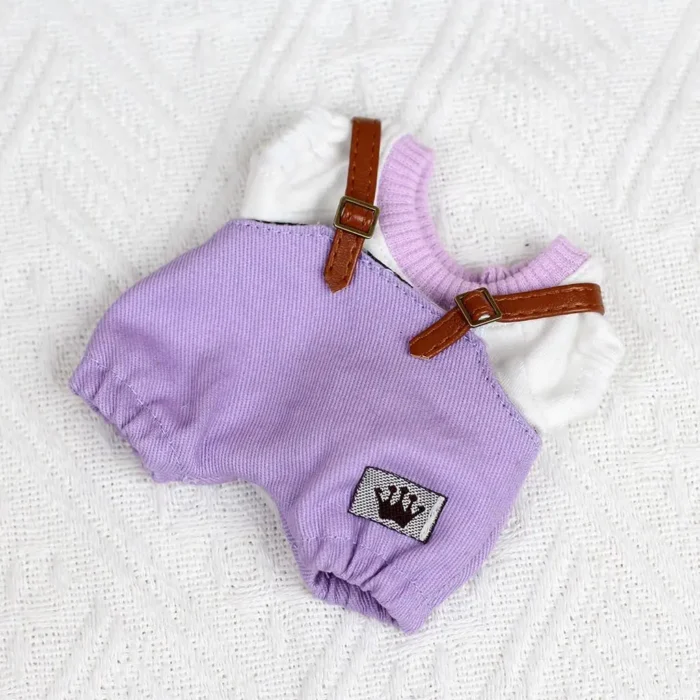17cm Mini Plush Doll'S Clothes Outfit Accessories For Korea Kpop Exo Labubu Idol overalls pants set Macaron doll Clothing Gift - Image 4
