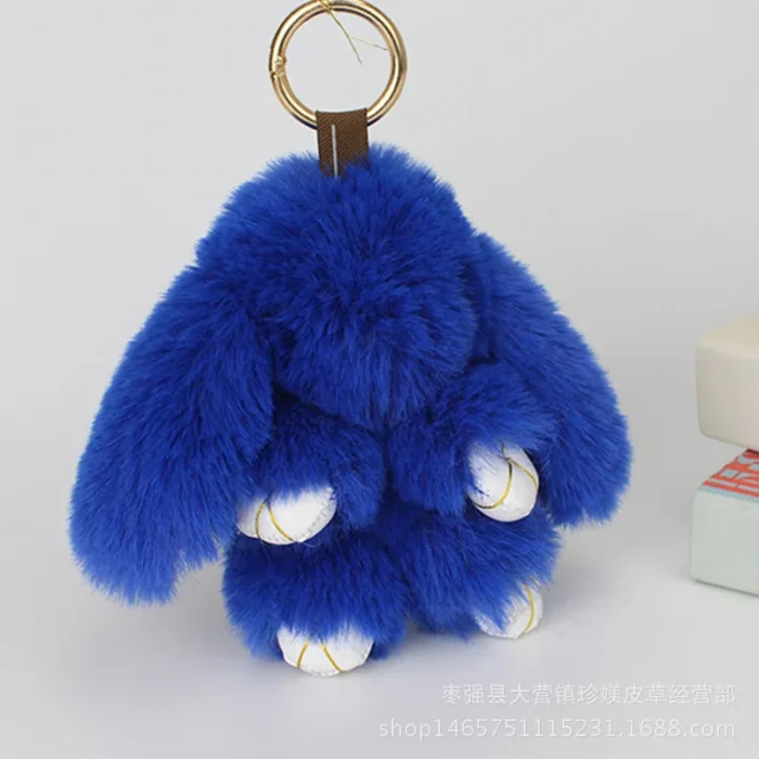 Cute Pluff Bunny Keychain Women Fur Pom Pom Angel Rabbit Key Ring Hare Plush Dolls Toy Girls Bag Car Key Pendant Kids Xmas Gift - Image 3