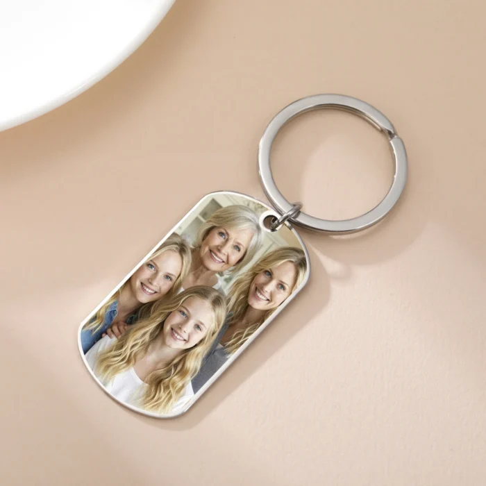 Print Demand Photo Keychain Personalized Custom Gift For Women Men Mother Father Dad Kid Child Family Stainless Steel Key Ring - Image 2