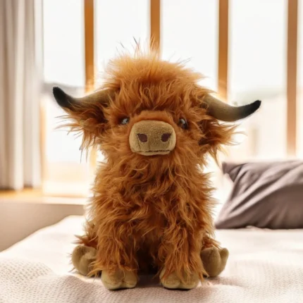 CYISONAL Highland Cow Stuffed Animals Plush Toy Fluffy Bull Animal Doll Soft Gift for Kids Boys Girls, 10 Inches Tall