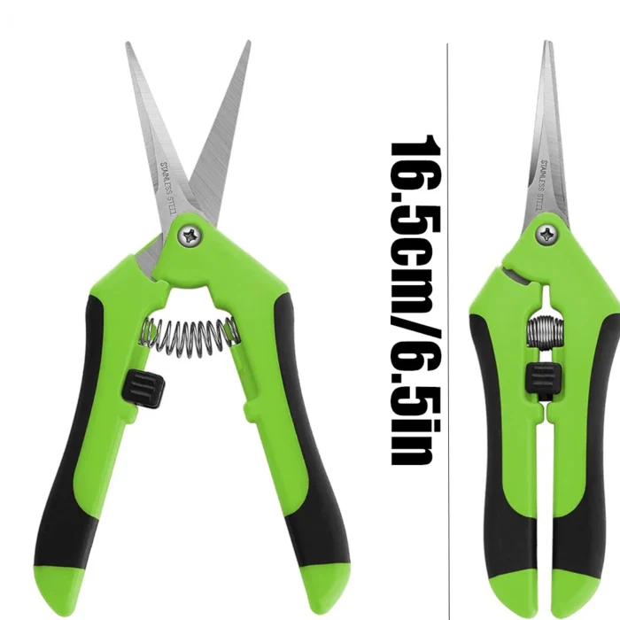 1PC 16.5CM Gardening Scissors Hand Pruner Pruning Shears Trimming Scissors with Straight Elbow Stainless Steel Blades for Plant - Image 2