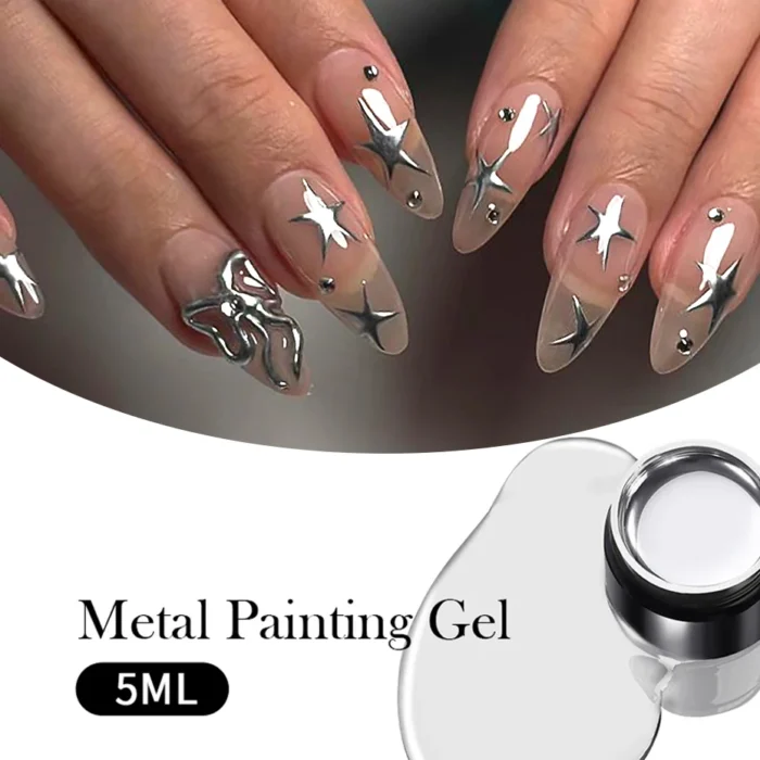 Metallic Painting Gel Chrome Gold Silver Rose Gold Mirror Effect Nail Polish Super Bright Drawing Line French Nail Art Varnish - Image 2