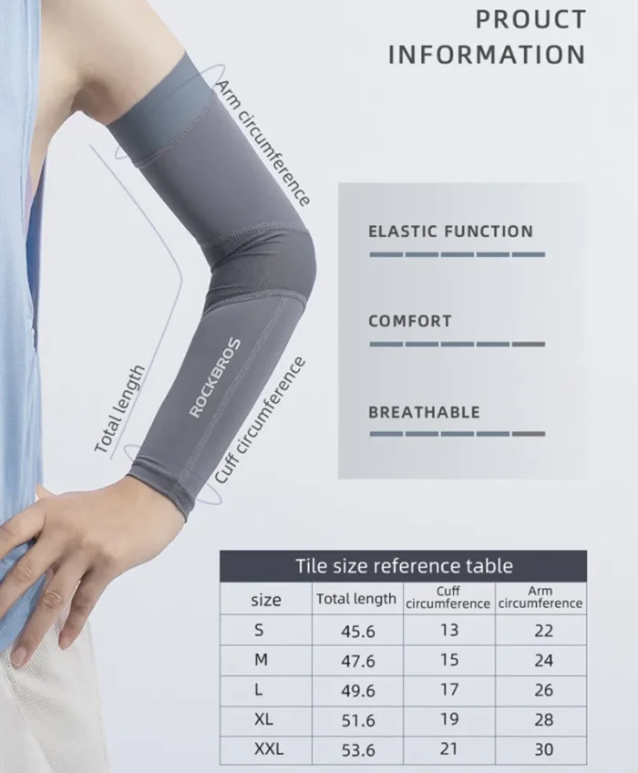 ROCKBROS Arm Sleeves UV Protection Running Jogging Armwear Ice Sleeves Basketball Cycling Sleeves Summer Outdoor Sports Safety - Image 6