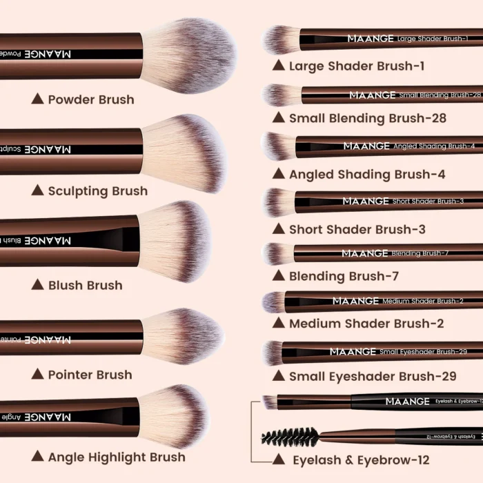 MAANGE 13PCS Makeup Brush Set Foundation Concealer Powder Eyeshadow Blush Brush Kabuki Blending Cosmetic Beauty Tool for Face - Image 3