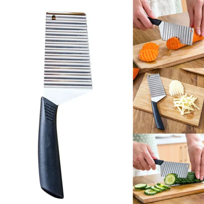 Stainless Steel Potato Chip Slicer Dough Vegetable Fruit Crinkle Wavy Slicer Knife Potato Cutter Chopper French Fry Maker Tool - Image 4
