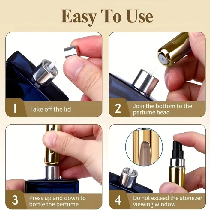 6 Portable Spray Bottles Travel Size 5ml Self-Priming Bottom Fill Perfume Bottle Set - Image 3