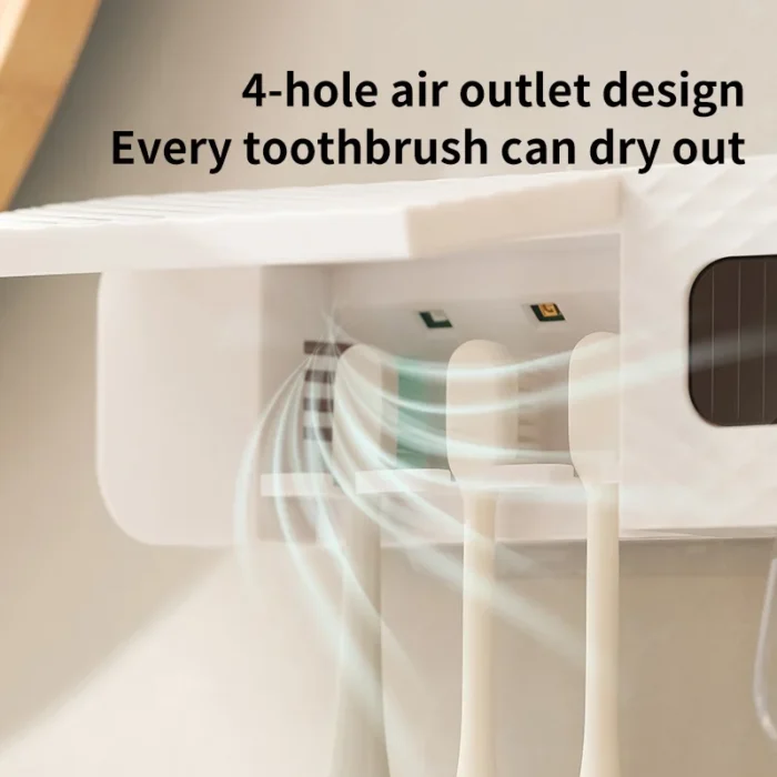 1 smart toothbrush rack wall mounted 3-slot toothbrush intelligent drying rack, toothpaste dispenser, household daily necessitie - Image 5