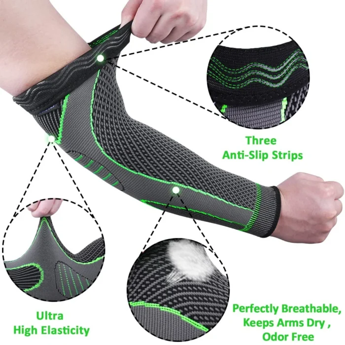 Sports Arm Compression Sleeves Anti-Slip Elbow Support Youth Adult Cycling Basketball Football Volleyball Baseball Tennis Golf - Image 3