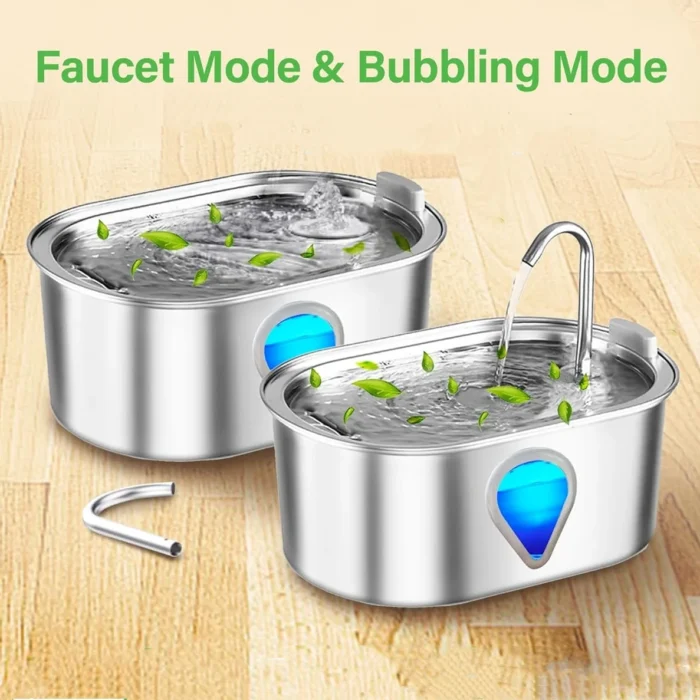 3.5L large capacity pet water dispenser automatic stainless steel cat water fountain with LED Lighting - Image 4
