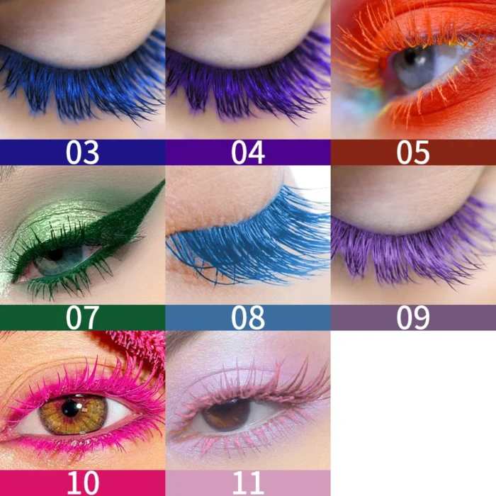 9 Color Mascara Thick Curl Waterproof Natural Eyelash Long Lasting Blue White Green Pink Black Eye Makeup Korean cosmetics - Image 4